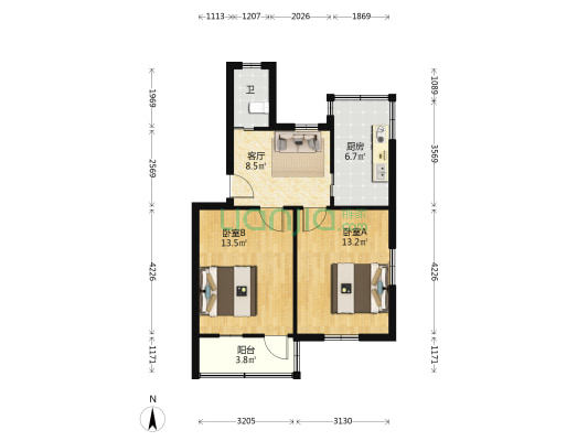渡口新村 2室1厅1卫 58平方