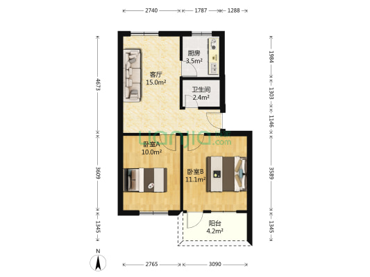 屿浦路6-10号 2室1厅1卫 59平方