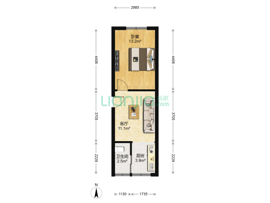 十字街 1室1厅1卫 40平方