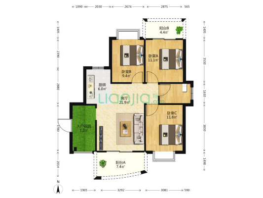 碧水半岛 3室1厅0卫 109平方