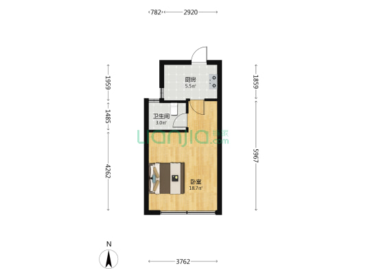 翡翠花苑 1室0厅1卫 42平方