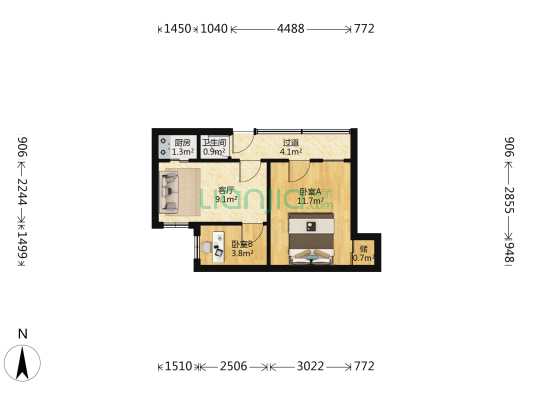 积余里 2室1厅1卫 24平方