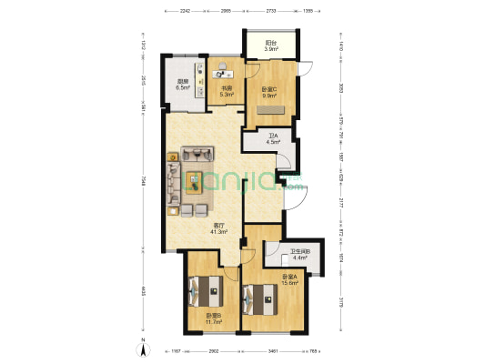 瑶溪新天地御景 4室1厅2卫 147平方