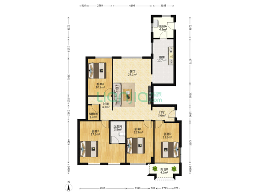特房山水尚座 4室1厅1卫 132平方