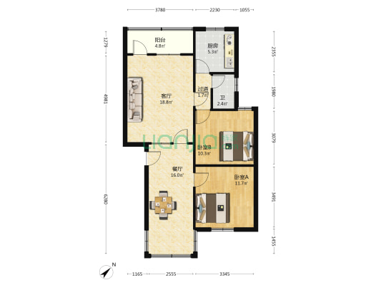 佛祖坳二路16号 2室2厅1卫 81平方