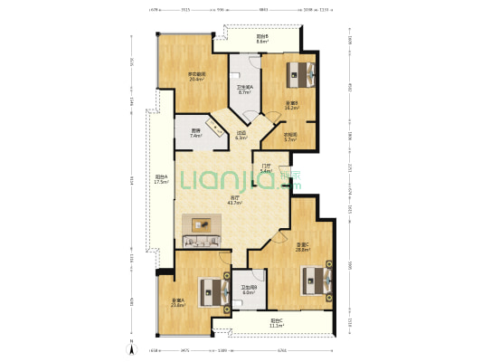 钻石半岛 4室1厅2卫 240平方