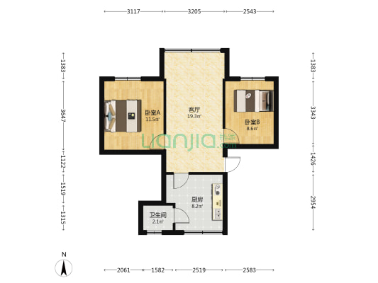 交通巷15号 2室1厅1卫 65平方