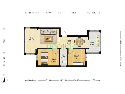 环城南路681号 2室2厅1卫 45平方