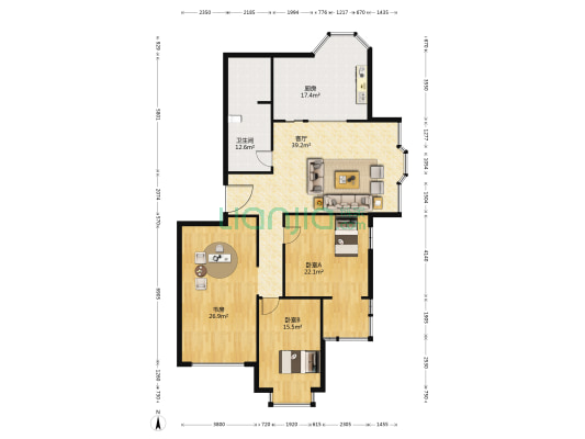 泰达新天地 3室1厅1卫 160平方