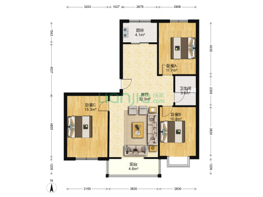 碧水花苑 3室1厅1卫 108平方
