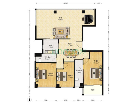 浦江海德 3室2厅2卫 180平方