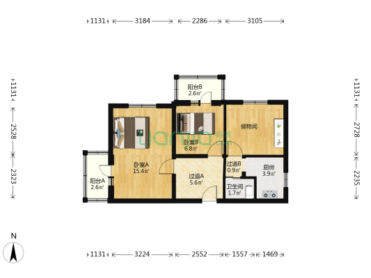 文慧园北路乙26号 2室0厅1卫 63平方