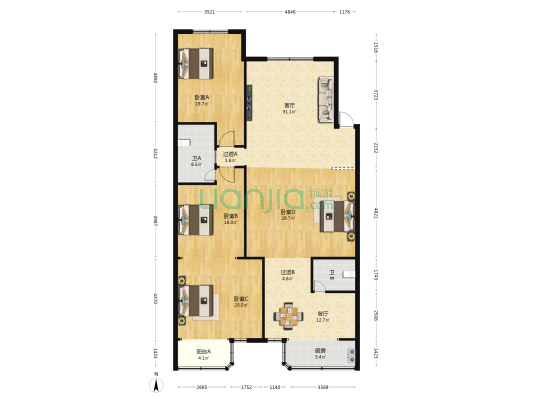 裕通花园 4室2厅2卫 168平方