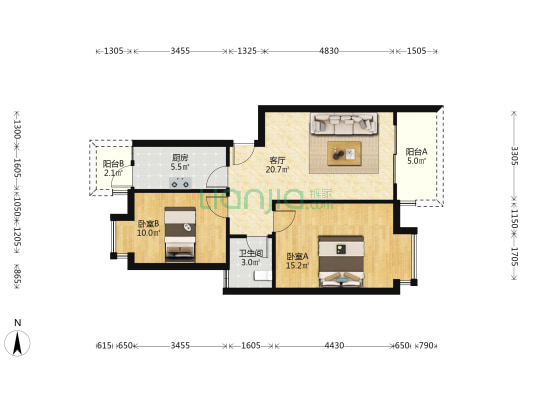 城埝小区 2室1厅1卫 73平方