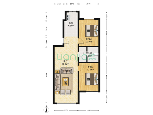 锦绣燕居沙河口区一期 2室1厅1卫 84平方