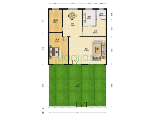 西环城路北段18号 1室2厅1卫 315平方