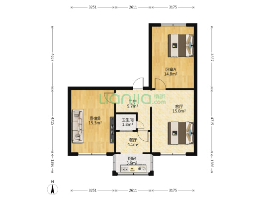 邯钢罗一生活区 2室2厅1卫 72平方