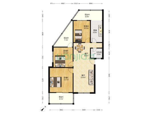 岷江东路72号 3室2厅1卫 115平方