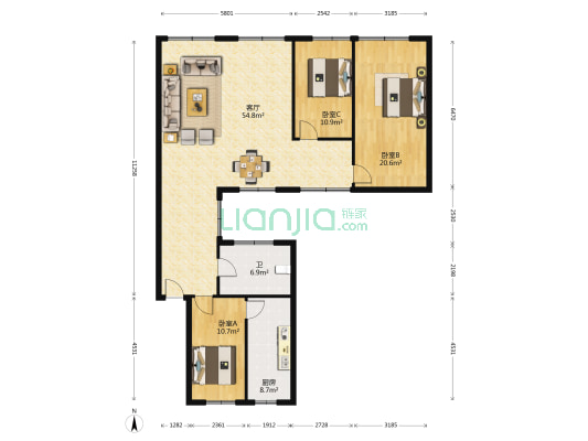 爵士楼小区 3室1厅1卫 136平方