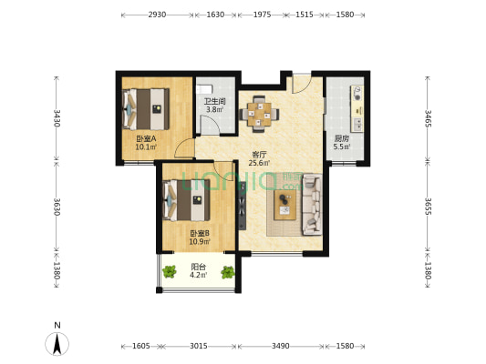馨园丽景 2室1厅1卫 89平方