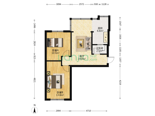 郭家桥西街7号 2室1厅1卫 58平方