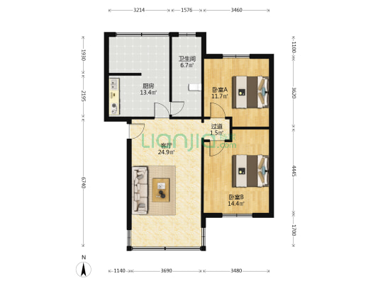 五津西路61号 2室1厅1卫 89平方