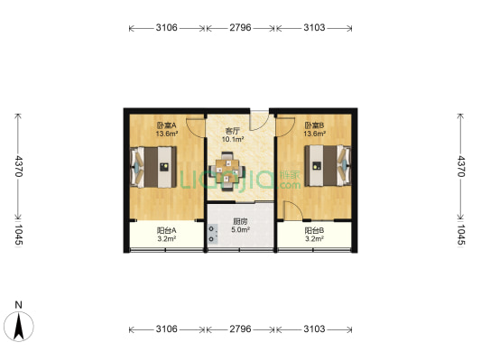 省农委东区宿舍 2室1厅0卫 59平方