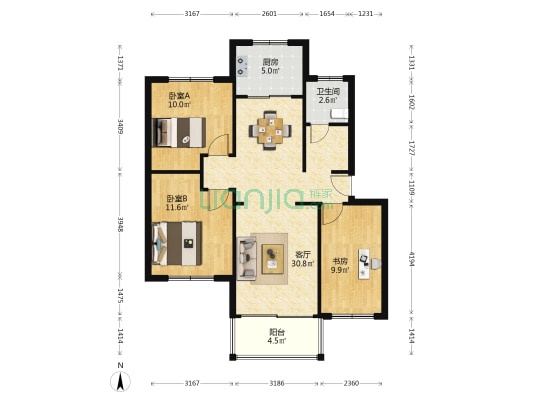 富电花苑 3室1厅1卫 99平方