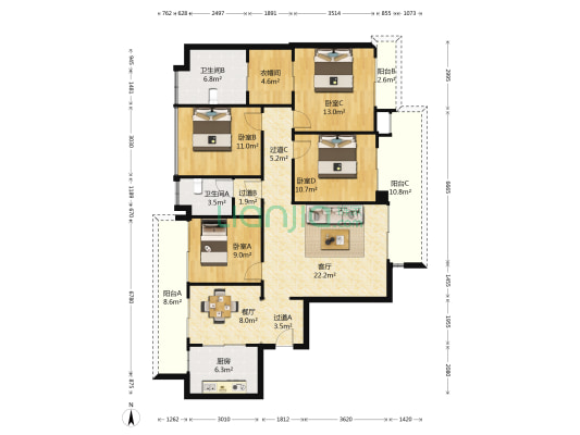 南沙金茂湾 4室2厅2卫 135平方