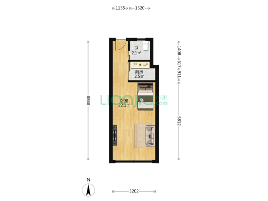 云涛阁 1室0厅1卫 39平方