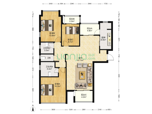 和风雅致 3室1厅3卫 141平方