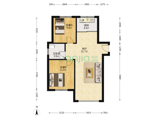 冷家沟社区 2室1厅1卫 90平方