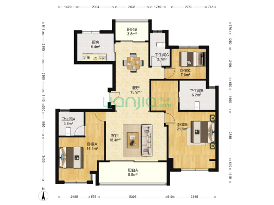 金辉海上铭著 3室2厅3卫 140平方