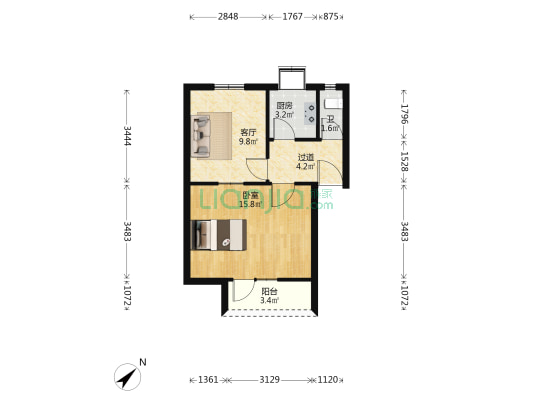 长喻路5号 1室1厅1卫 59平方