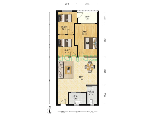 瑞强大厦 3室1厅1卫 99平方