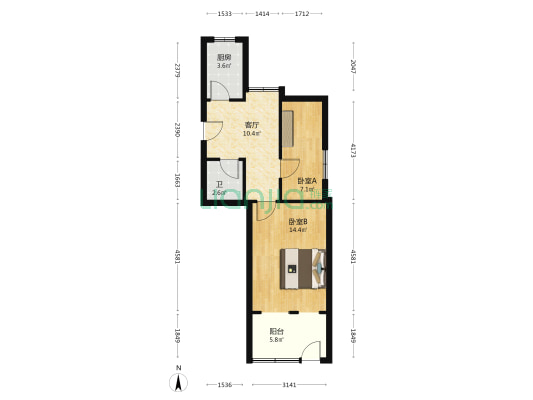 西长街 2室1厅1卫 73平方