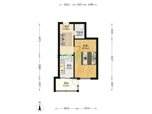 通站街 1室1厅1卫 45平方