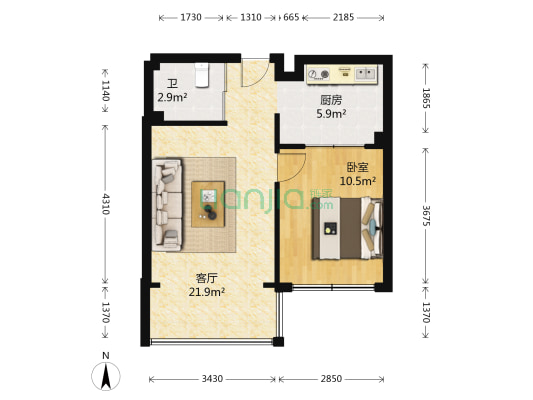 晨宇小区(二道区) 1室1厅1卫 53平方