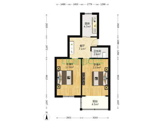 锦园小区 2室1厅1卫 56平方
