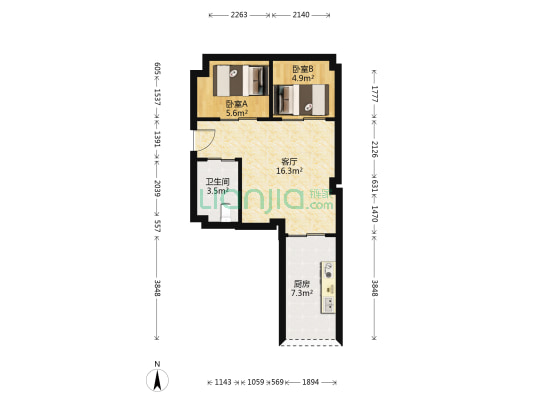 江南嘉居 2室1厅1卫 37平方