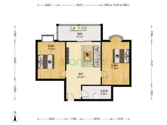 长缨雅苑 2室1厅1卫 89平方