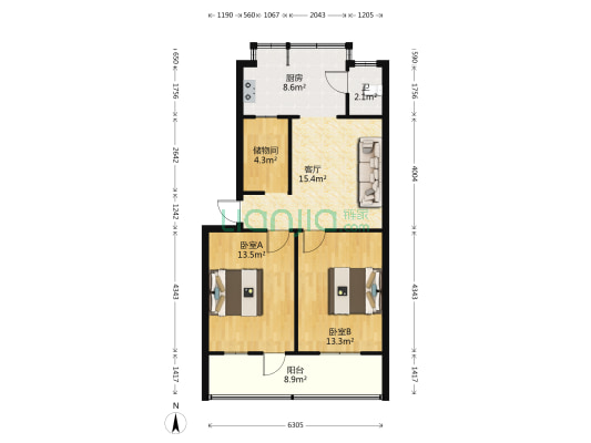 明堂后路10号 2室1厅1卫 76平方