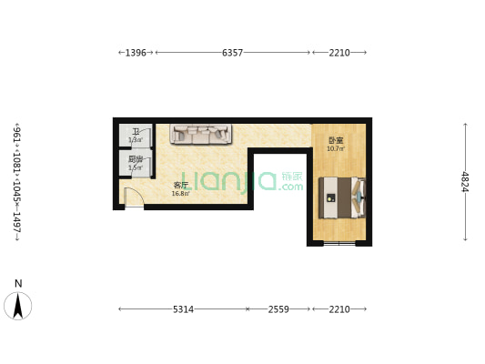 龙津花园 1室1厅1卫 39平方