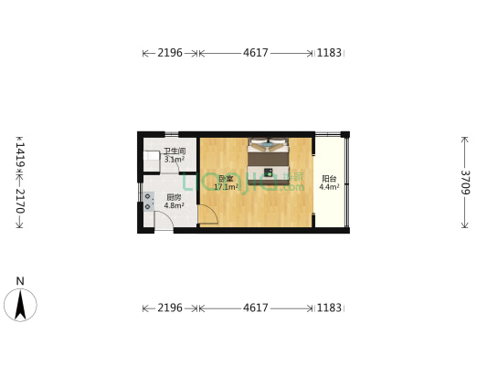古北路361号 1室0厅1卫 37平方