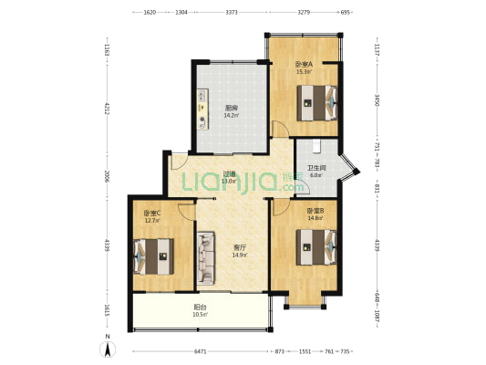 世纪园 3室1厅1卫 112平方