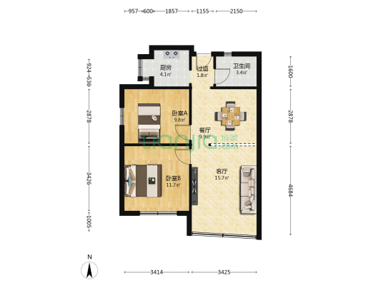工联三村 2室2厅1卫 78平方