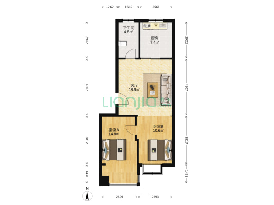 民怡家园 2室1厅1卫 74平方