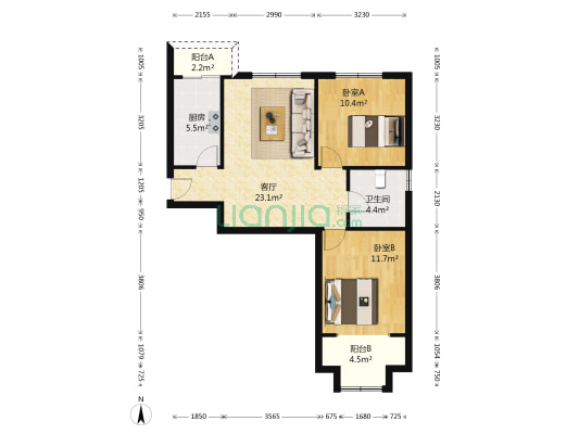 锦绣家园(香河) 2室1厅1卫 83平方