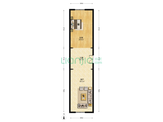 百亚广场 1室1厅0卫 128平方