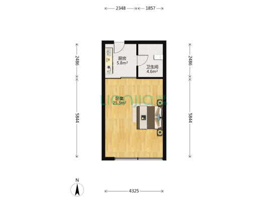 江南明珠 1室0厅1卫 60平方